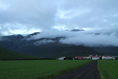 Farm house beneath the Eyjafjallajokull Volcano