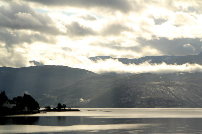 Clouds and fog over Hardangerfjord