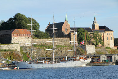Akershus Castle and sail ship