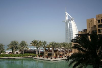 Burj al-Arab rising above the tranquil Jumeirah Beach Resort