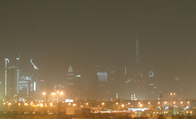 Night skyline seen through the haze