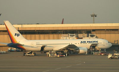 Air Pacific 767-300 being serviced at its gate, NRT, March 2008