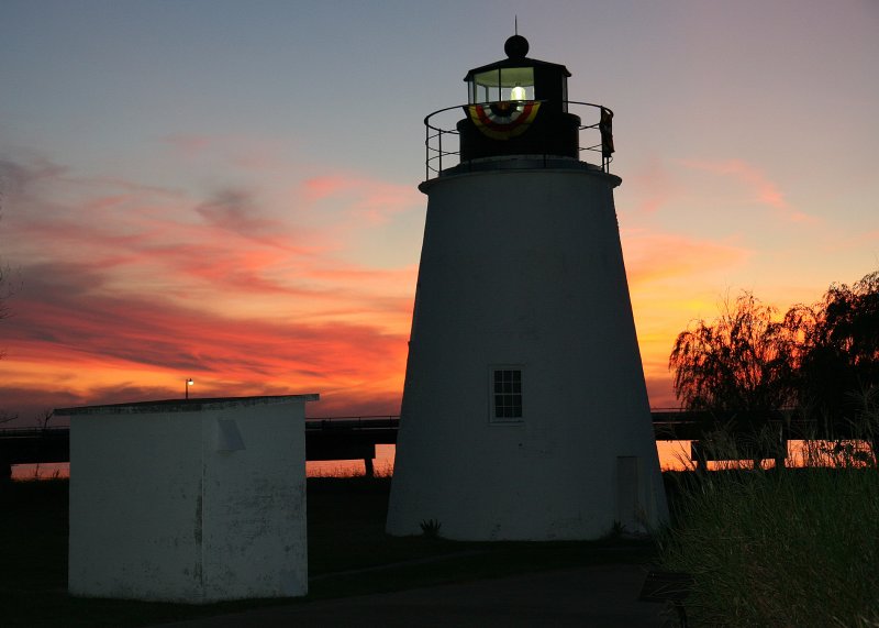 Here's Piney Point lighthouse at sunset.