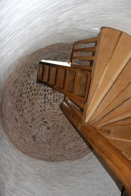 The stairs and ladder leading to the top of the lighthouse