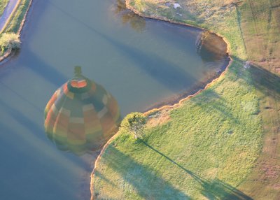 This is a reflection of the balloon in front of us, as we both passed over a golf course.