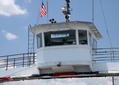 Sun., flew to JAX, drove to Ft. George Isl to take the ferry to Mayport.  Ferry pilot wore a cowboy hat - shade when it's 95?