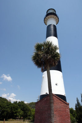 This is the only operational lighthouse on an AF base.  Coast Guard maintains optic; restoration group restored the oil house.