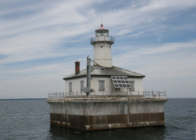 Fourteen Foot Shoal Lighthouse, 1 1/2 miles off the shore of Lake Huron near Cheyboygan.