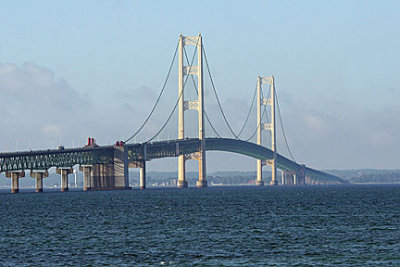 The mighty Mackinac Bridge that leads to Michigan's Upper Peninsula