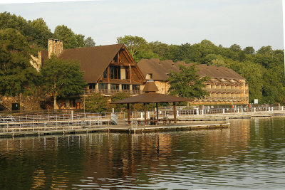 The resort lodge looked beautiful at 7:30 in the morning!