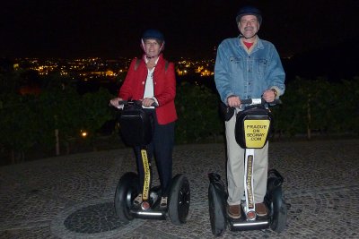 We got to Prague tired and hungry, ate dinner, and went for our awesome 10 PM segway tour. We're at Strahov Monastery here.