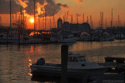 Liberty Harbor Marina at Sunset
