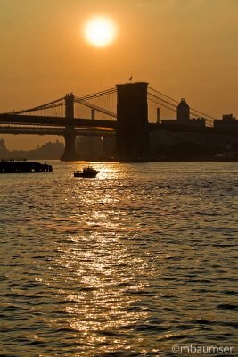 Hazy Sunrise Brooklyn Bridge