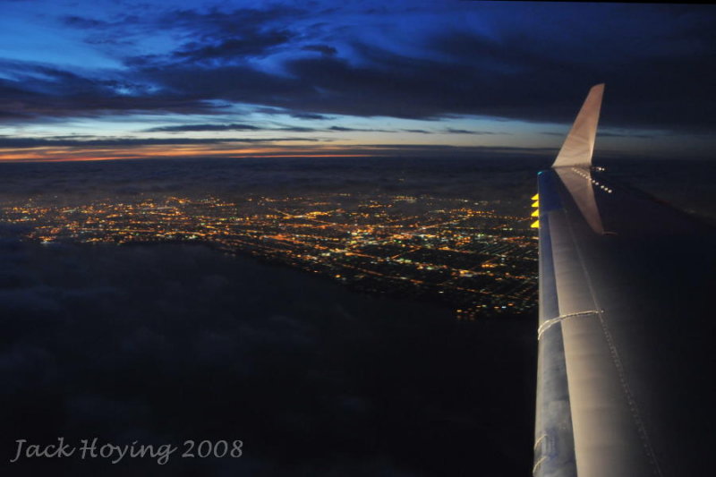 Approaching Cleveland from over Lake Erie
