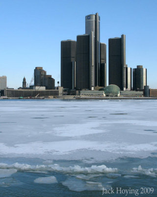 General Motors Headquarters, Detroit, Michigan. Viewed from Windsor, Ontario