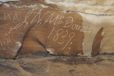 1839 signature of a doctor who set up a TB clinic in the cave