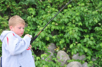 Nolan hooks a catfish