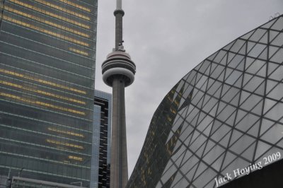 CN tower with a few downtown buildings