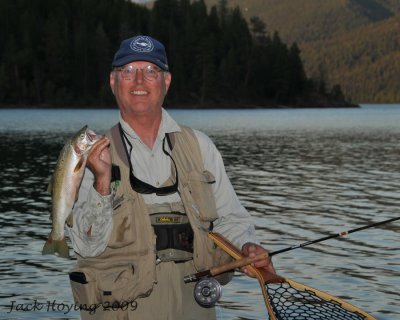 Happy Fisherman on Lake McDonald, Glacier National Park, Montana