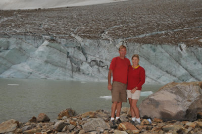 In front of the Cavell Glacier in Jasper National Park