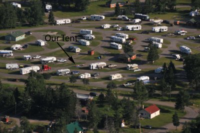 Our campsite viewed from Bears Hump