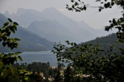 Smoke haze over Waterton Lake