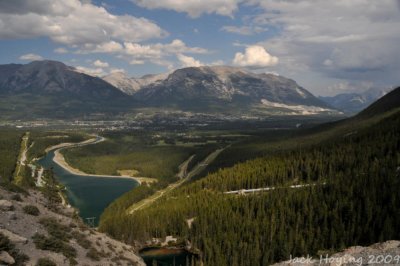 A high view of Canmore, Alberta, Canada
