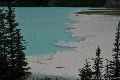 Glacier water meeting Lake Louise water