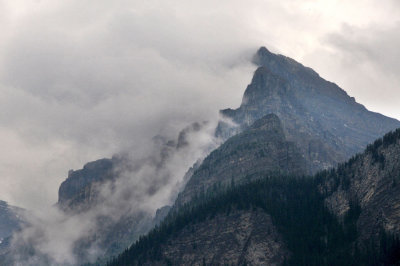 Clouds on the peaks surrounding Lake Louise