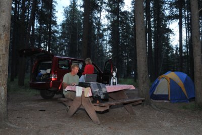 Our campsite at  Whistlers Campground in Jasper National Park  (Plenty of daylight at almost 10:00 PM)