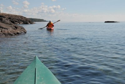 Kayaking on the cold, clear waters of Lake Superior - Two Harbors, Minnesota