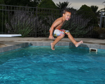 Camden jumping off the diving board