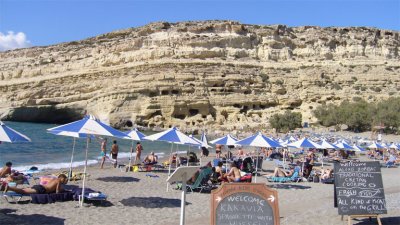 Matala beach... and the caves in the cliff is an ancient Roman tomb