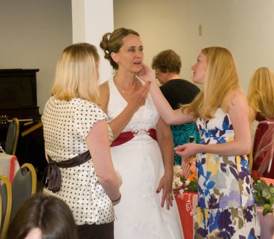 Danielle and Kayla checking out Michelles earrings
