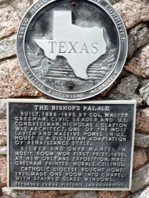 Historical marker at Bishops Palace