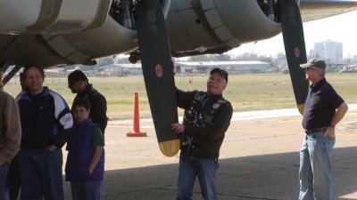 Tuddy checking out the size of the propeller