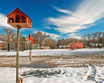 Red bird house