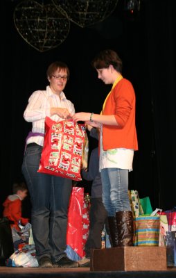 Giving presents to the village