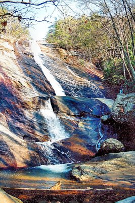 Stone Mountain Falls About 200 Ft./My son on the rock on the right