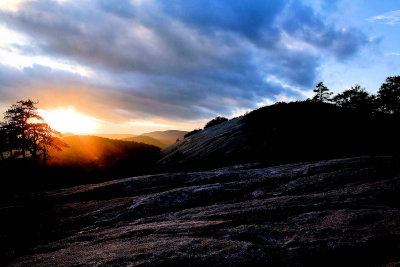 Sun sat on Stone Mountain NC.