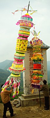 funeral  kites brought to headstone
