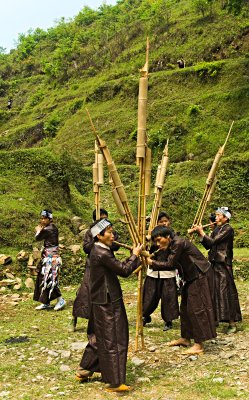 Guping Miao pipers descend mountainsfrom Guping,