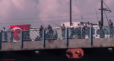 Fishing on Istanbul bridge