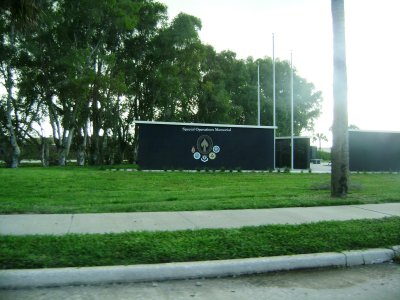 There are two other black walls besides the one in front, all honoring Special Operations Forces casualties.