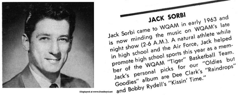 Mid 1960s - WQAM disc jockey Jack Sorbi on the back of WQAMs Oldies but Goodies record album