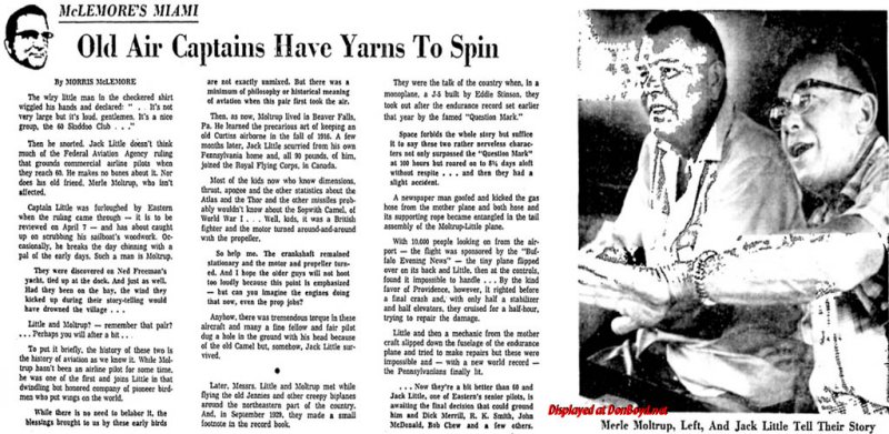 1960 - senior Eastern Air Lines captains Merle Moltrup and Jack Little decry the FAAs age 60 rule