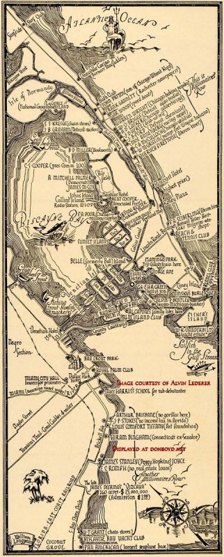 1936 - map of Greater Miami, Miami Beach and Biscayne Bay