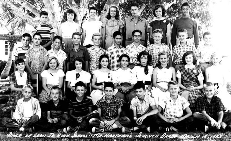 1953 - Mr. Hartmans 7th grade homeroom class at Ponce de Leon Junior High in Coral Gables