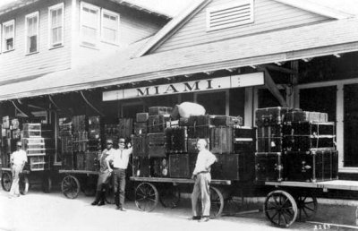 1921 - baggage at the Florida East Coast Railway depot in downtown Miami