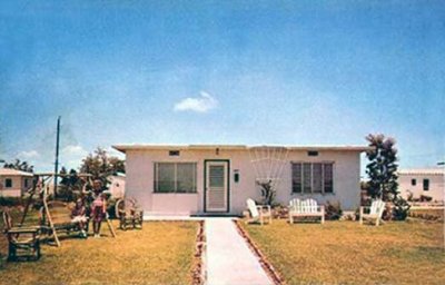 1950's - a solid concrete Atom bomb proof flat roof Hialeah home typical of the homes in the Suntan Village section
